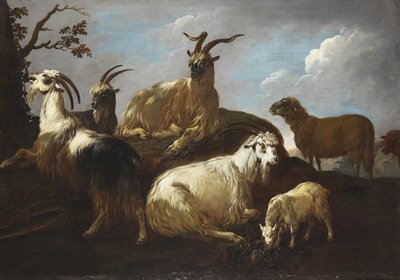 Chèvres et moutons dans un paysage - Philipp Peter Roos